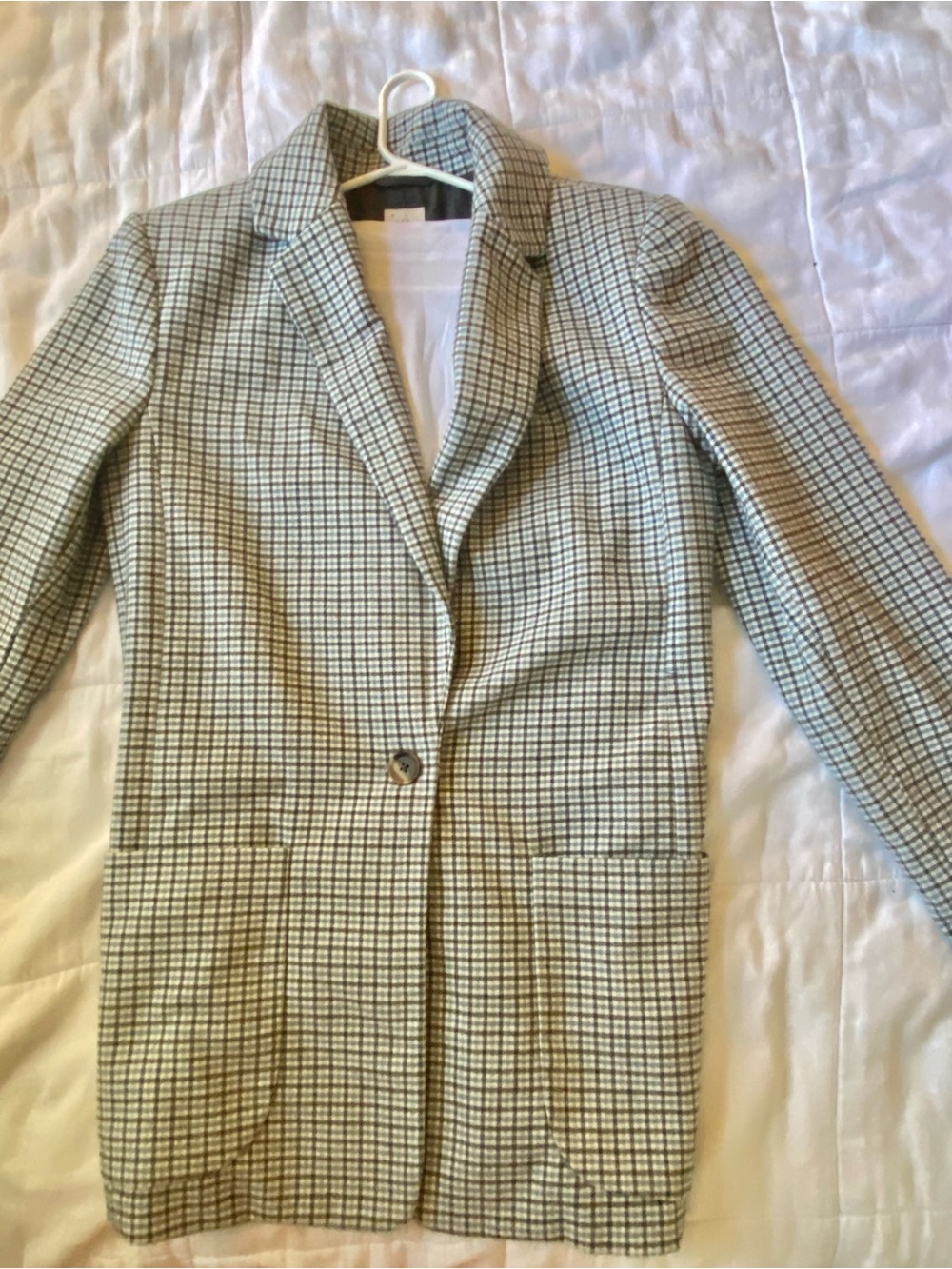 A New Day boxy lined, notched lapel Fall Blazer  w pockets . Blue+black size XS